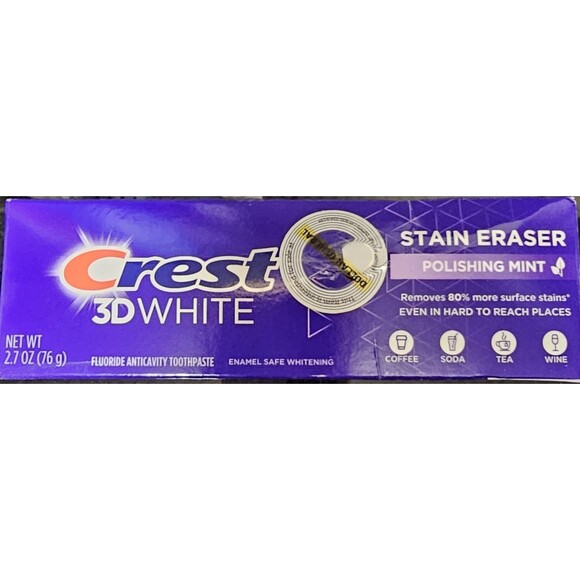 Crest 3D White Stain Eraser Teeth Toothpaste Polishing Mint 2.7oz EXP 2028 - Picture 2 of 7